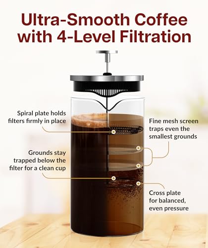 Stainless Steel French Press Coffee Maker 34 oz (2 Count)