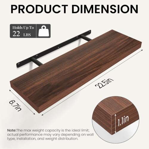 Walnut Like Floating Shelves 22.5in