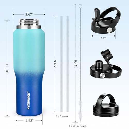 40 oz Insulated Water Bottle with Straw fit in Car Cup Holder