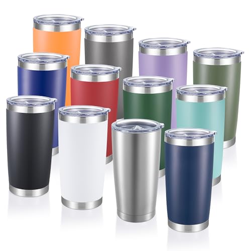 20 oz Tumblers Bulk Stainless Steel Tumbler with Lid (12 Count)