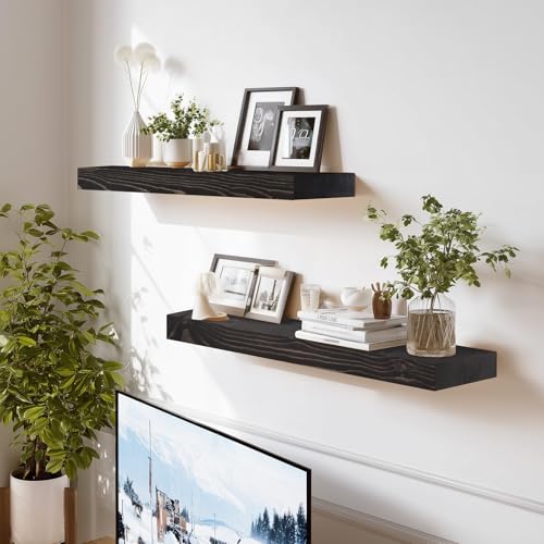 Solid Wood Floating Shelves (2 Count)