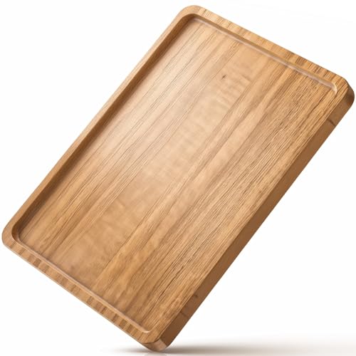 Wood Tray for Coffee Tea Extra Large Wooden Serving Tray for Food Fruit Snack Decorative Serving Platter