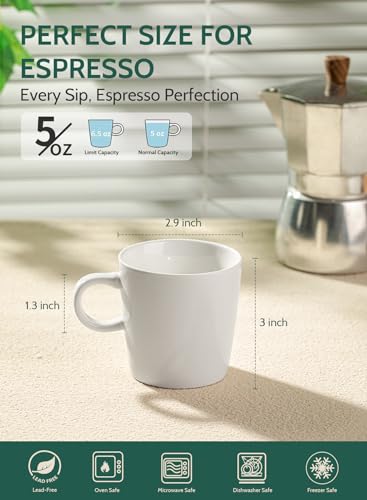 5oz Porcelain Espresso Cups Set of 4 (4 Count)