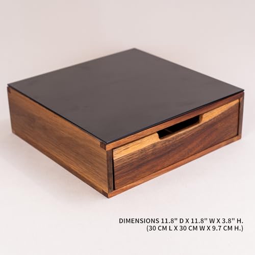 Tempered Glass and Natural Wood Coffee Pod Drawer Organizer