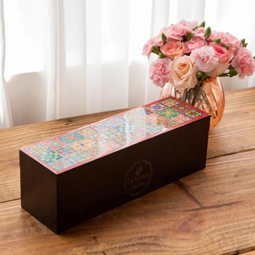 Assorted Tea Variety Pack in Tile Motif Design Wooden Box (60 Count)