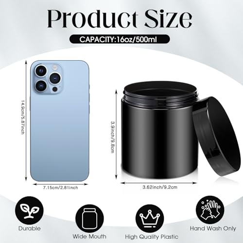 4 Pcs Plastic Jars Wide Mouth with Lids (4 Count)