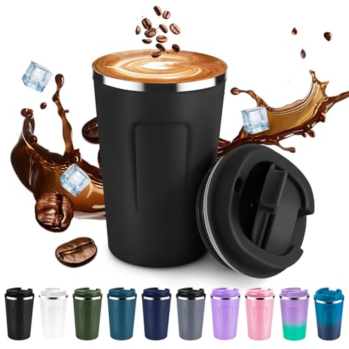 12 oz Double Wall Insulated Vacuum Travel Coffee Mug with Flip Lid