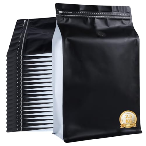 New 2.5 KG Large Capacity Coffee Bags with Valve (50 Count)