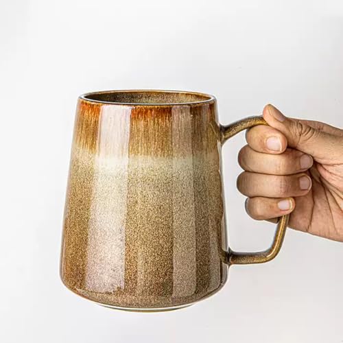 24 oz Extra Large Ceramic Coffee Mug Vintage Brown Cup with Handle