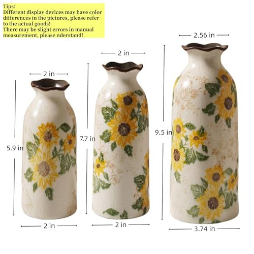 Autumn Vintage Ceramic Vase Set of 3 for Decor Home (3 Count)