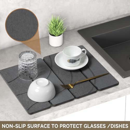Small Stone Dish Drying Mat for Kitchen Counter (2 Count)