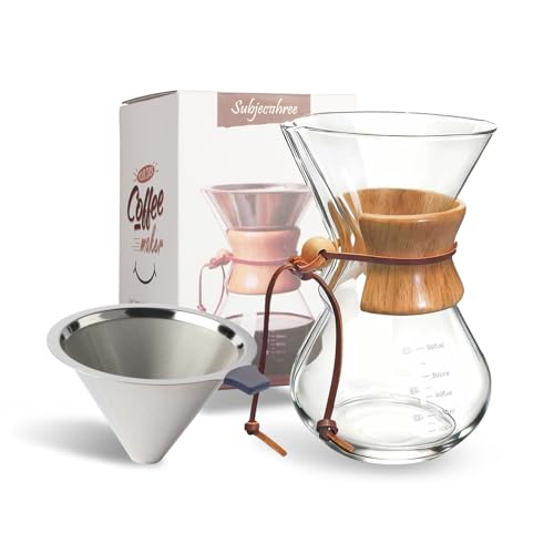 subjectthree Drip Coffee 6 Cup Glass Pour Over Coffee Maker Kit