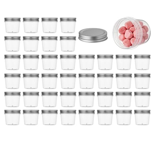 4 oz Plastic Small Mason Jars and Small Plastic Jars with Lids (40 Count)