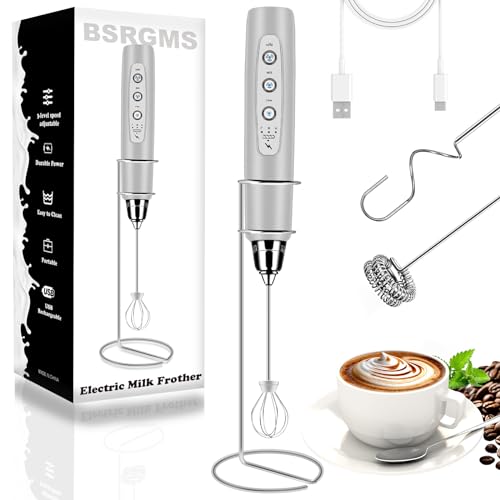 Milk Frother Wand Rechargeable Handheld Whisk Coffee 3 Speed Adjustable