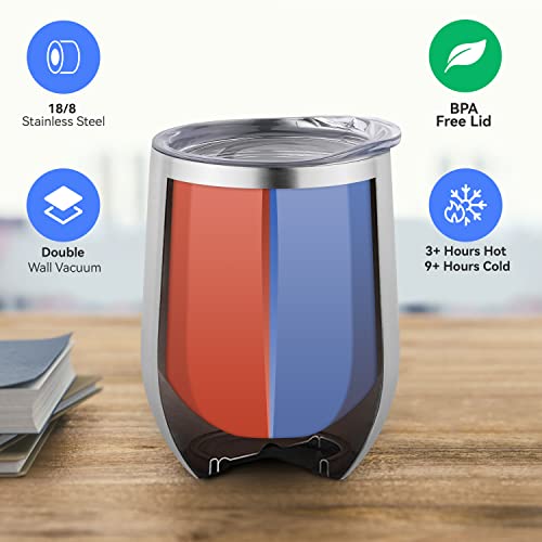 Stainless Steel Wine Tumbler Bulk with Lid (8 Count)