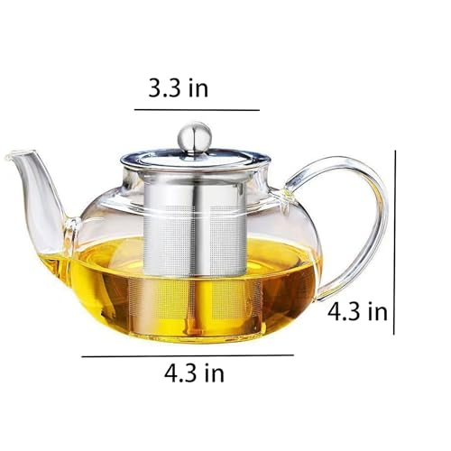 Glass Teapot with Infuser Clear Glass Tea Kettle 1000 ml Tea Pot for Stove Top