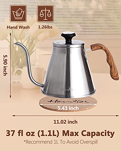 Gooseneck Kettle with Thermometer for Pour Over Coffee and Tea