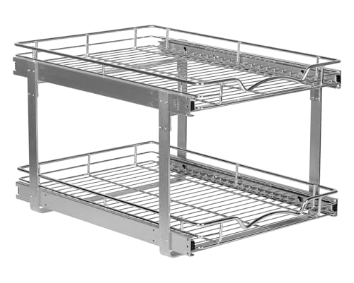 2-Tier Pull-Out Cabinet Organizer for Kitchen, 22" W x 21”D x 16.5" H
