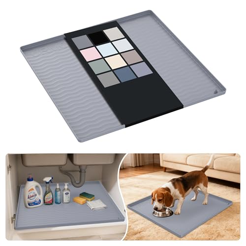 Waterproof Silicone Under Sink Mat 22'' x 22'' Shelf Liner for Kitchen and Bathroom