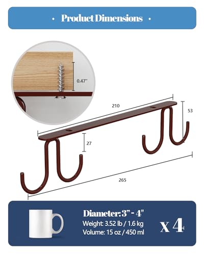 Mug Hooks Under Cabinet 3 Pack (3 Count)