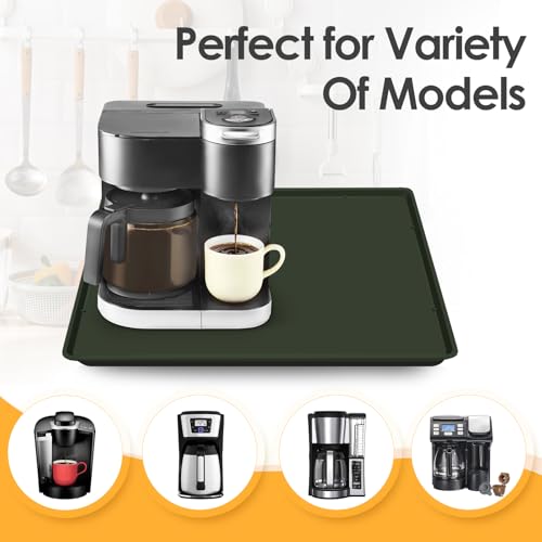 Silicone Coffee Maker Mat with Lip for Countertops