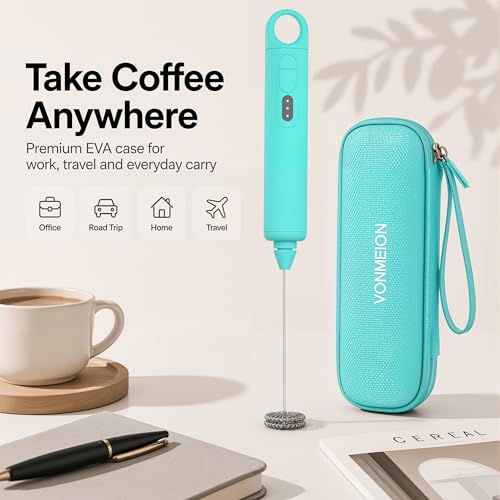 Rechargeable Milk Frother Handheld 3 Speed Coffee Foamer [3 Whisk] Electric Drink Mixer for Latte