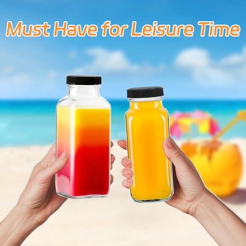 12 Pack 12oz Glass Drink Bottles with Lids