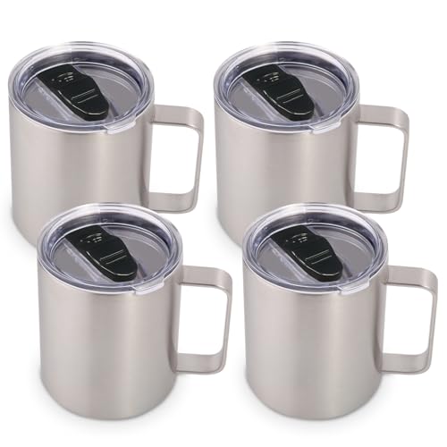 14oz Insulated Stainless Steel Coffee Mug with Lid Bulk 4 Pack (4 Count)