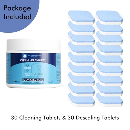 Jura Compatible 30 Cleaning + 30 Descaling Tablets Kit (60 Count)