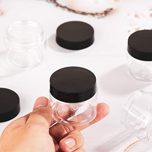 4 Pcs Plastic Jars Wide Mouth with Lids (2 Ounce)