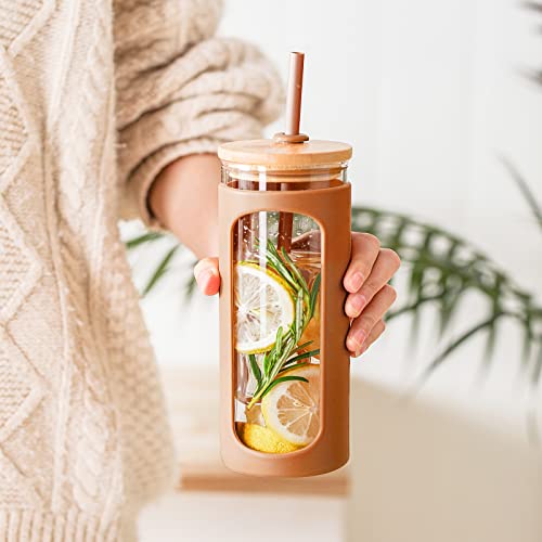 20oz Glass Tumbler with Straw and Lid