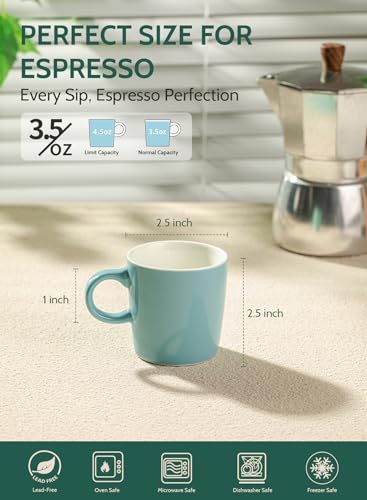 3.5oz Porcelain Espresso Cups Set of 4 (4 Count)