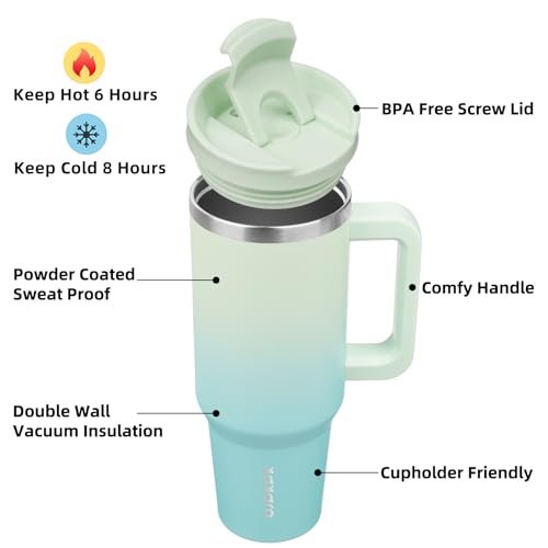 40 oz Insulated Tumbler with Handle & Straw