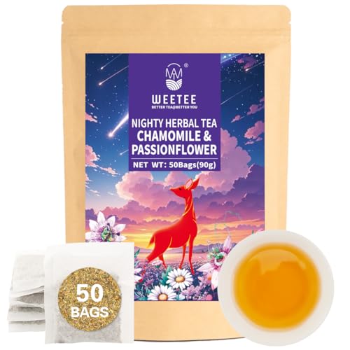 Chamomile & Passionflower Nighty Herbal Tea Bags 50ct for Bedtime (50 Count)