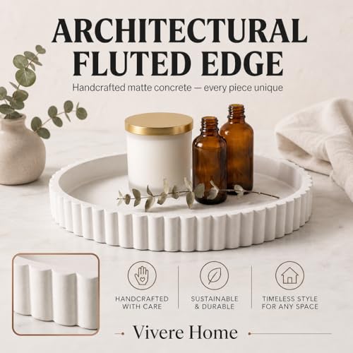 11 Inch Concrete Round Tray Home Decor for Coffee Table Decor