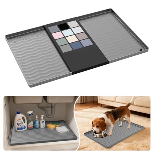 Waterproof Silicone Under Sink Mat 22'' x 14'' Shelf Liner for Kitchen and Bathroom