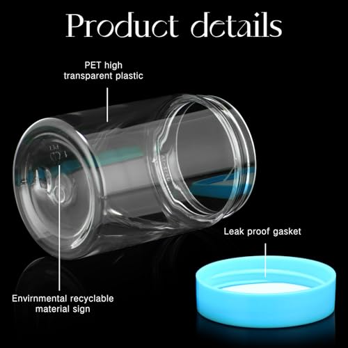4 Pcs Plastic Jars Wide Mouth with Lids (4 Count)