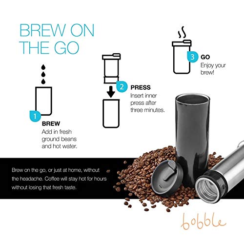 French Coffee Press Triple Wall Insulated Travel Mug 14 oz Black