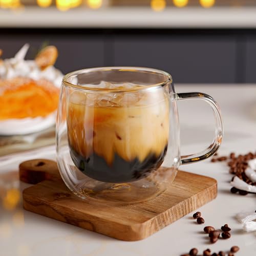 16oz Double Walled Glass Coffee Mugs (2 Count)