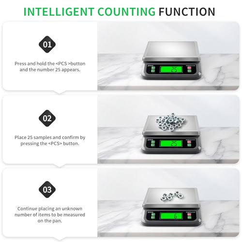Large Digital Kitchen Scale40kg Stainless Stee with 6 Unit Tare PCS Funtion