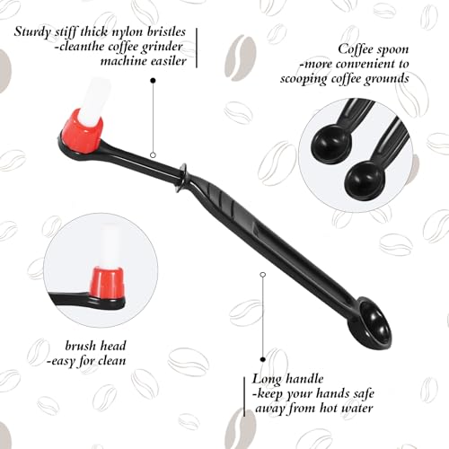 Espresso Coffee Machine Cleaning Brush 2 Pieces Coffee Brush Espresso Cleaning Brush with Spoon Head for Coffee Grinder and Espresso Cleaning (2 Count)