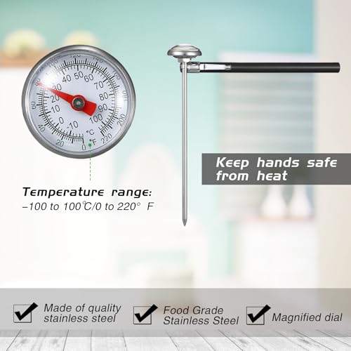 12 Pcs Stainless Steel Kitchen Dial Thermometer 5" (12 Count)