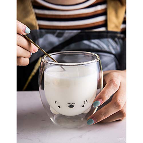 Cat Mug Cute Mugs Glass Double Wall Insulated Glass Espresso Cup