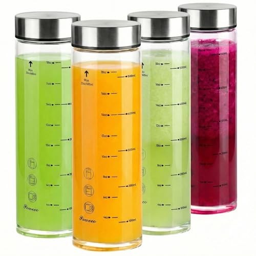 Glass Juice Bottles 4 Pack 20 oz (4 Count)