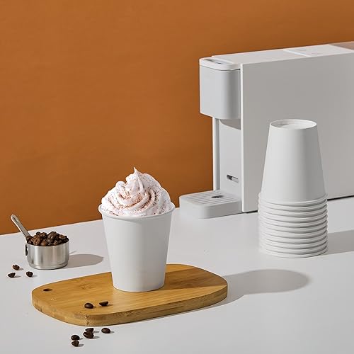 300Pack 8oz Disposable Paper Coffee Cups White Hot Coffee Cups (300 Count)