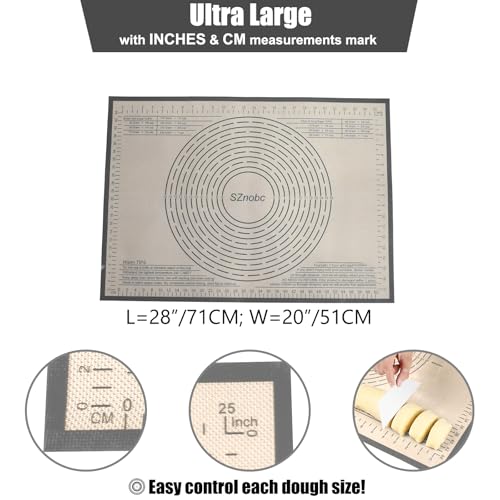Silicone Pastry Mat 28X20 inch Baking Mat for Rolling Dough