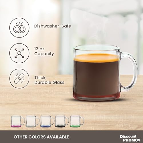 Clear Glass Coffee Mugs 13 oz. Set of 10 (10 Count)