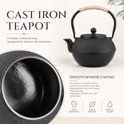 40oz Cast Iron Tea Kettle for Stovetop