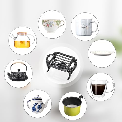 Tea Warmer Cast Iron Tea Pot Warmer with Tealight Candle Holder Sturdy Functional Teapot Warmer Stand for Office Party or Desk RetroTea Pot Heater for Heating Milk