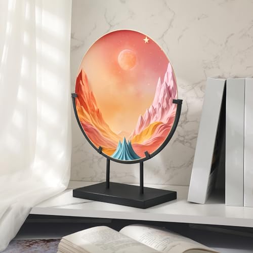 4 Pcs 12 Inch Round Metal Display Stands for Stained Glass Art Fused Display Stands Decorative Fused Glass Art Base for Plate Picture Platter Photo (4 Count)